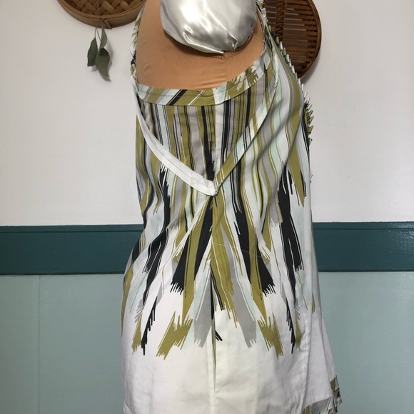 BCBG Max ruffled summer work top green, grey, blue - Picture 7 of 8